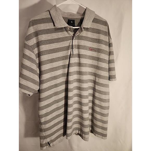 Kani Gold Men’s Polo Shirt 3X Gray Striped Hip Hop Streetwear Vintage 2000s 3XL - Picture 1 of 13